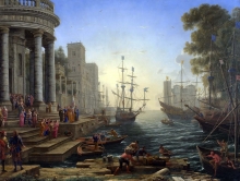 212/claude lorrain - port scene with the embarkation of st ursula
